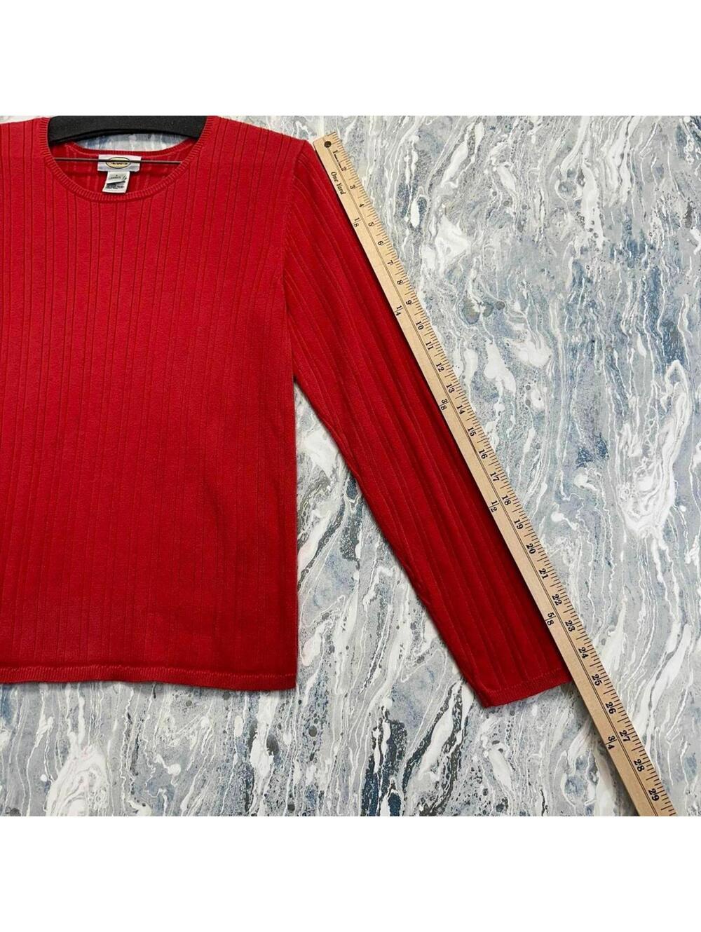Talbots Preppy Classic Red Ribbed Sweater (L) - Picture 7 of 9